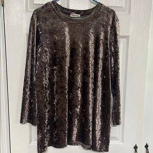 Brown Velvet Long Sleeve Top